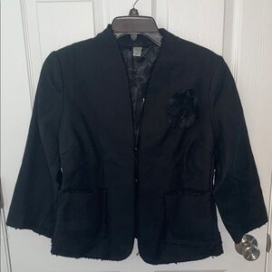 Old Navy Black Tweed Jacket with floral appliqué BNWT